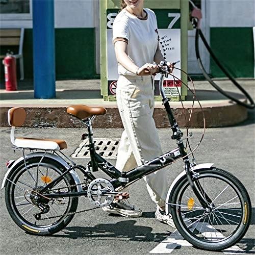 Folding Bike : TYXTYX Folding Bike for Adults Men and Women 6 Speed Lightweight Mini Folding Bike with rear Brake, black