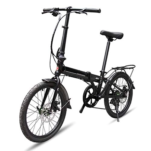 Folding Bike : TYXTYX Folding Bike for Adults, Women, Men, Rear Carry Rack, Front and Rear Fenders, Aluminum City Bicycle 20-inch Wheels, Dual Disc Brake Lightweight Mini Folding Bike
