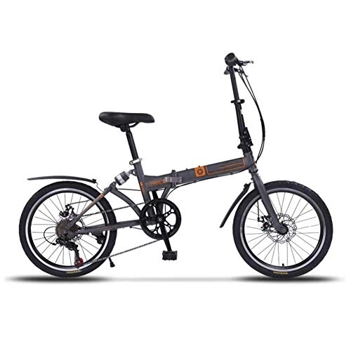 Folding Bike : TZYY 20in Lightweight Folding Bike Suspension, 7 Speed Foldable Bicycle Carbon Steel Frame, Portable Adults City Bike For Commuting A 20in
