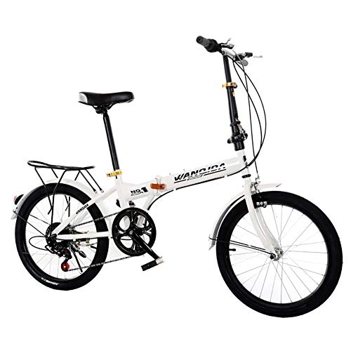 Folding Bike : TZYY 7 Speed Folding City Bicycle, Mini Compact Foldable Bike 20in, Adult Folding Bike Urban Commuter With Back Rack B 20in