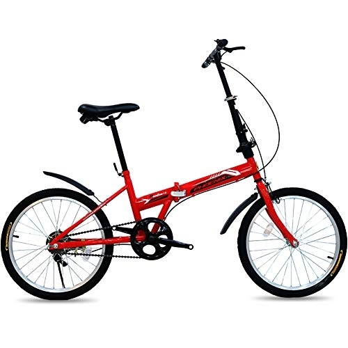 Folding Bike : TZYY Adult Bike Aluminum Urban Commuter, Single Speed Folding Bike With 20in Wheel, Ultralight Portable Foldable Bicycle Red 20in