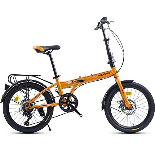 Folding Bike : TZYY Folding Bike 20 In Carbon Fiber, Mini Compact Foldable City Bike, Ultra Light Adult Foldable Bike 7 Speed C 20in