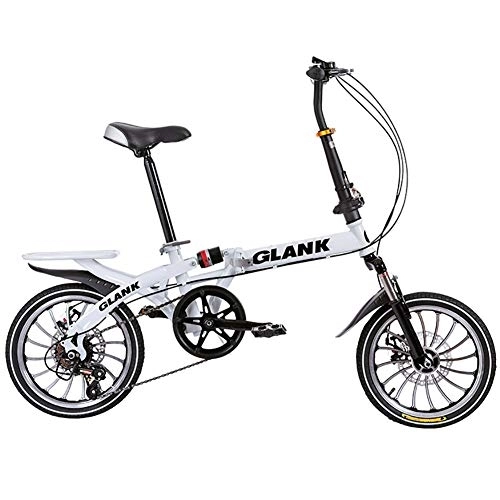 Folding Bike : TZYY Full Suspension Folding City Bicycle 7 Speed, For Students Office Workers Urban Environment, Folding Bike Lightweight Aluminum Frame B 16in