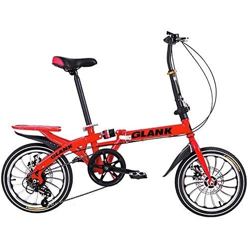 Folding Bike : TZYY Full Suspension Folding City Bicycle 7 Speed, For Students Office Workers Urban Environment, Folding Bike Lightweight Aluminum Frame C 16in