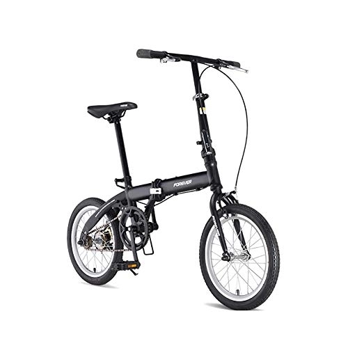 Folding Bike : TZYY Lightweight Foldable Bike Carbon Fiber Frame, 16in Mini Folding City Bicycle, Adults Single Speed Folding Bike Black 16in