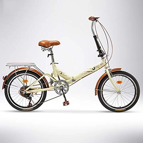 Folding Bike : TZYY Portable Folding City Bicycle, 7 Speed Bicycle Rear Carry Rack, Lightweight For Students Commuting To Work, 20in Adult Folding Bike A1 20in