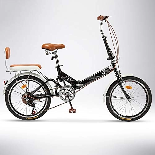 Folding Bike : TZYY Portable Folding City Bicycle, 7 Speed Bicycle Rear Carry Rack, Lightweight For Students Commuting To Work, 20in Adult Folding Bike C2 20in