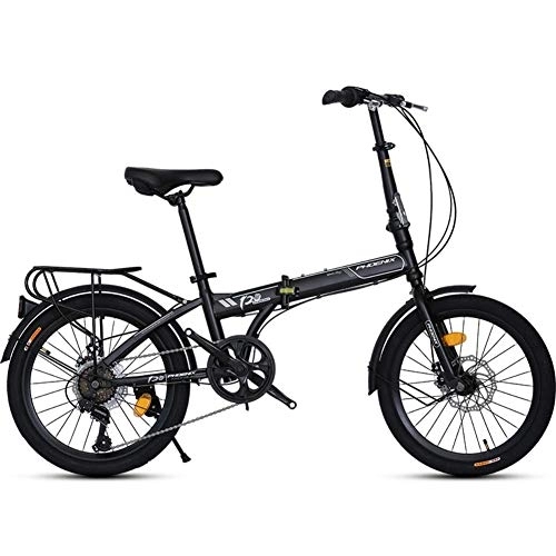 Folding Bike : TZYY Transmission Foldable Bike With Full Suspension, 20in Folding Mountain Bikes, Lightweight Mini City Bicycle For Students Office Workers Black 20in