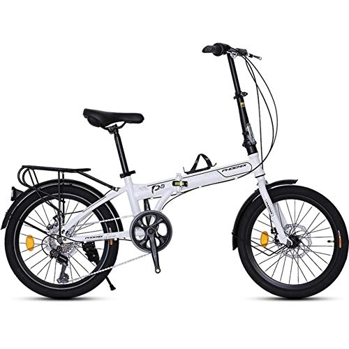 Folding Bike : TZYY Transmission Foldable Bike With Full Suspension, 20in Folding Mountain Bikes, Lightweight Mini City Bicycle For Students Office Workers White 20in