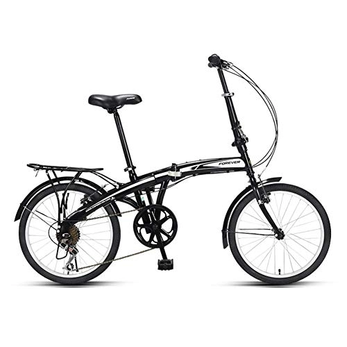 Folding Bike : TZYY Unisex Foldable Bike Lightweight Rear Carry Rack, 20in Folding City Bicycle 7 Speed, Adjustable Seat Height, Compact Foldable Bicycle A 20in