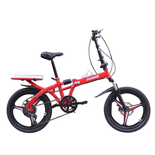 Folding Bike : URSING Folding Bikes, 16 Inch Mini Portable Student Speed Wheel Folding Bike for Men Women Lightweight Folding Bicycle, Damping Bicycle, Shockabsorption with seat