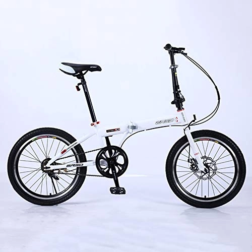 Folding Bike : VANYA Lightweight Folding Bike 16 / 18 / 20 Inch 7 Speed Shock Absorbing Commuter Bicycle for Student Adult Children, White, 16inch