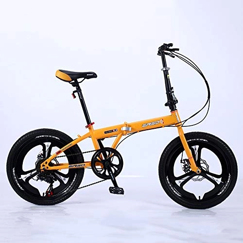 Folding Bike : VANYA Lightweight Unisex Folding Bike 18 / 20 Inch 7 Speed Shock Absorption Commuting Bicycle 13kg, Yellow, 20inches