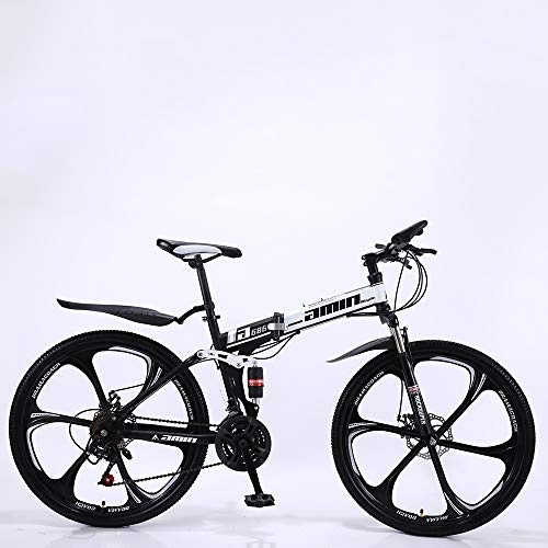 Folding Bike : VANYA Mountain Folding Bike 24 / 26 Inch 30 Speed Off-Road Cycle Double Shock Absorption Men And Women Bicycle, Black, 24