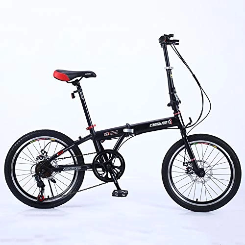 Folding Bike : VANYA Portable Folding Bike 18 / 20 Inch 7 Speed Double Shock Absorption Bicycle Variable Speed Off-Road Cycle, Black, 18inches