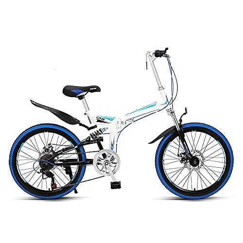 Folding Bike : WBDZ Outdoor Mountain Bike 22 Inch Folding Bikes with High Carbon Steel Frame Bicycle with 8 Speed Dual Disc Brakes Full Suspension Non-Slip, Mountain Bike Folding Bikes with Disc Brake