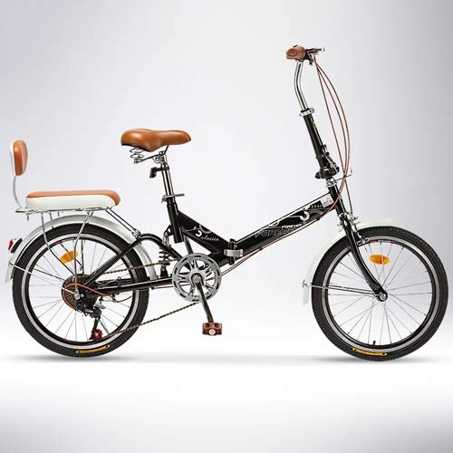 Folding Bike : WDSWBEH 20-Inch Foldable Bikes for Adult, Small Folding-Bicycles for Men or Women, 3 Step Folding Portable lightweight, Black, Variable speed