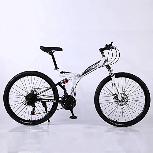 Folding Bike : WEHOLY Bicycle Foldable Mountain Bike 21 Speed 26 inch Double Disc Brake High Carbon Steel Shock Absorption Frame Sports Leisure Men and Women Bicycle