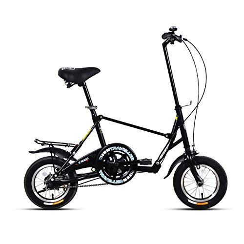 Folding Bike : WEHOLY Bicycle Folding bicycle 12 inch student bicycle men and women mini adult small wheel bicycle, Black