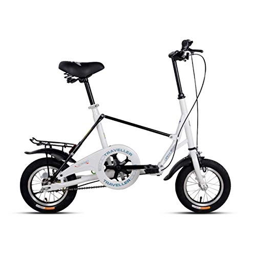 Folding Bike : WEHOLY Bicycle Folding bicycle 12 inch student bicycle men and women mini adult small wheel bicycle, White