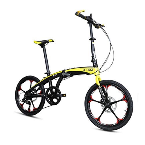 Folding Bike : WEHOLY Bicycle Folding bicycle 20 inch aluminum alloy ultra light folding bicycle adult portable children's women's folding bicycle, Gold