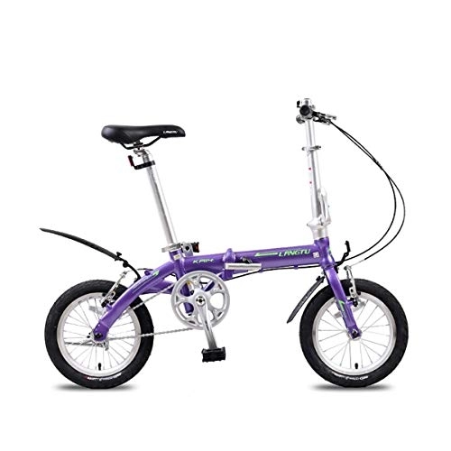 Folding Bike : WEHOLY Bicycle Folding Bicycle aluminum alloy 412 adult mini bicycle, Purple