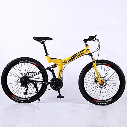 Folding Bike : WEHOLY Bicycle Folding Mountain Bike 21 Speed 26 Inch Bicycle Sports Leisure Men and Women Double Shock Absorption High Carbon Steel Double Disc Brakes Off-Road Speed Adult Bicycle