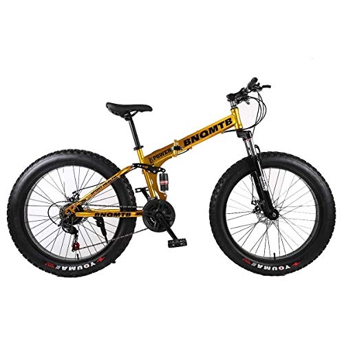 Folding Bike : WEHOLY Folding 26" Alloy Folding Mountain Bike 27 Speed Dual Suspension 4.0Inch Fat Tire Bicycle Can Cycling On Snow, Mountains, Roads, Beaches, Etc, 4