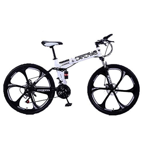 Folding Bike : WEHOLY Folding 26" MTB Folding Mountain Bike, Dual Suspension Bike, 27 Speed Gears Mountain Bike, 2, 21Speed