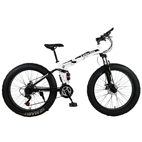 Folding Bike : WEHOLY Folding 26" Steel Folding Mountain Bike, Dual Suspension 4.0Inch Fat Tire Bicycle Can Cycling On Snow, Mountains, Roads, Beaches, Etc, Black