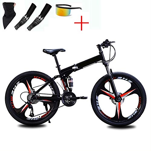 Folding Bike : WellingA Foldable MountainBike 24 / 26 Inches, MTB Bicycle Foldable Mountain Bikes Adjustable Seat High-Carbon Steel for Women, Men, Girls, Boys Fat Tire Mens Mountain Bike, 001 21stage Shift, 26 inches