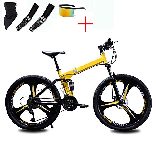 Folding Bike : WellingA Foldable MountainBike 24 / 26 Inches, MTB Bicycle Foldable Mountain Bikes Adjustable Seat High-Carbon Steel for Women, Men, Girls, Boys Fat Tire Mens Mountain Bike, 002 21stage Shift, 24 inches