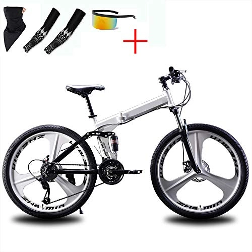 Folding Bike : WellingA Foldable MountainBike 24 / 26 Inches, MTB Bicycle Foldable Mountain Bikes Adjustable Seat High-Carbon Steel for Women, Men, Girls, Boys Fat Tire Mens Mountain Bike, 003 21stage Shift, 24 inches