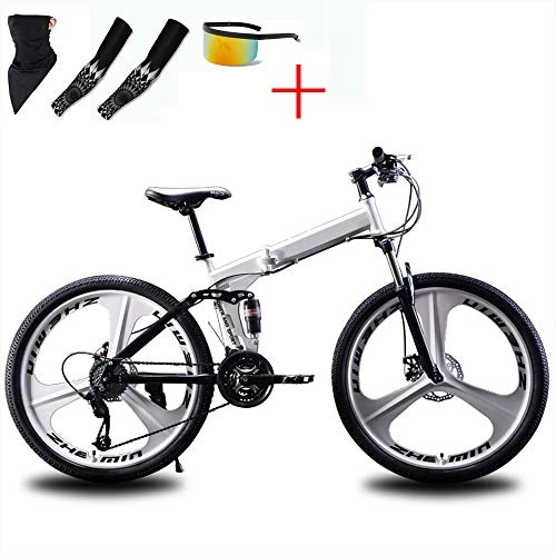 Folding Bike : WellingA Foldable MountainBike 24 / 26 Inches, MTB Bicycle Foldable Mountain Bikes Adjustable Seat High-Carbon Steel for Women, Men, Girls, Boys Fat Tire Mens Mountain Bike, 003 21stage Shift, 26 inches