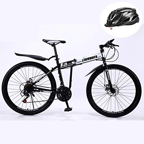 Folding Bike : WellingA Folding Mountain Bike, 24-inch 26 Speed Variable Speed Double Shock Absorption Double Disc Brakes off-Road Adult Riding Outside Sports Travel with Spoke Wheel, 006 21stage Shift, 24inches