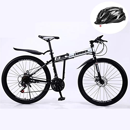 Folding Bike : WellingA Folding Mountain Bike, 24-inch 26 Speed Variable Speed Double Shock Absorption Double Disc Brakes off-Road Adult Riding Outside Sports Travel with Spoke Wheel, 006 21stage Shift, 26inches