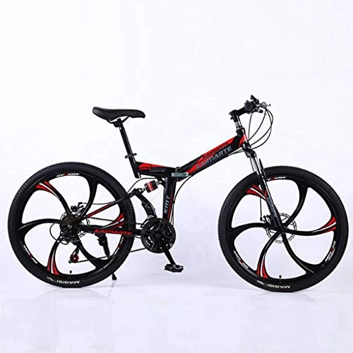 Folding Bike : WGYDREAM Mountain Bike, Collapsible Mountain Bike Bicycles 26 Inch 21 24 27 speeds Dual Suspension Ravine Bike Dual Disc Brake Carbon Steel Frame (Color : Black, Size : 27 Speed)