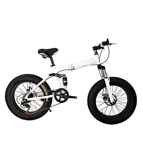 Folding Bike : WJSW Folding Bicycle Mountain Bike 26 Inch with Super Lightweight Steel Frame, Dual Suspension Folding Bike and 27 Speed Gear, White, 21Speed