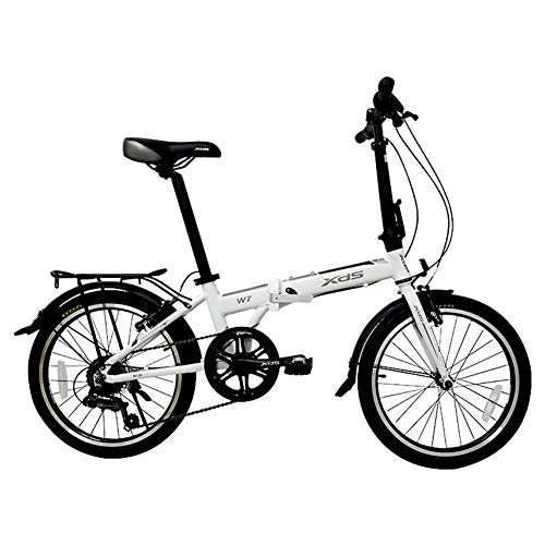 Folding Bike : WJSW Folding Bike, Adults Foldable Bicycle, 20 Inch 6 Speed Aluminum Alloy Urban Commuter Bicycle, Lightweight Portable, Bikes with Front and Rear Fenders, White