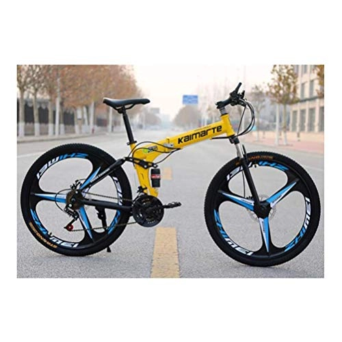 Folding Bike : WJSW Mountain Bicycle 26 Inch 27 Speed Hybrid Commuter City Bike Sports Leisure Mens MTB (Color : Yellow)