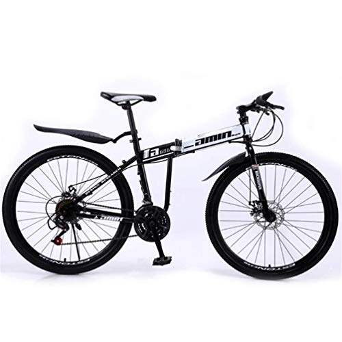 Folding Bike : WJSW Off-road folding mountain bike, 26 inch wheel Portable city road bicycle mens boys (Color : Black, Size : 27 speed)