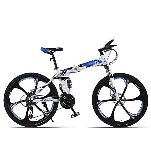 Folding Bike : WJSW Unisex Bicycles 26" 27-Speed Folding Mountain Trail Bicycle Compact Bike Drivetrain for Adult YouthBoys and Girls