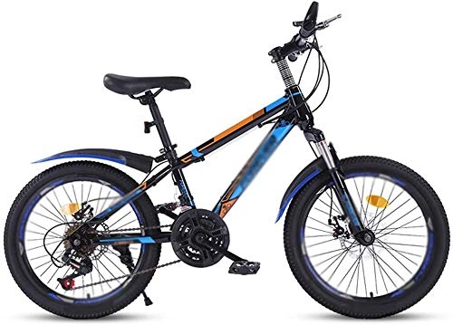 Folding Bike : Wlehome Folding Bike, Mountain Bike 20 Inch, 8-14 Children's Speed Variable Speed Student Bicycle, Shock Double Disc Brake Student Bicycle, for height 135-160cm, Blue