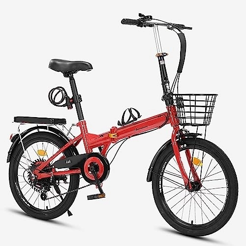 Folding Bike : WOLWES Folding Bike Adult Bike, 7-Speed Folding Bicycle High-Carbon Steel Foldable Bicycle Adjustable Height, Folding Mountain Bike for Men Women B, 22in