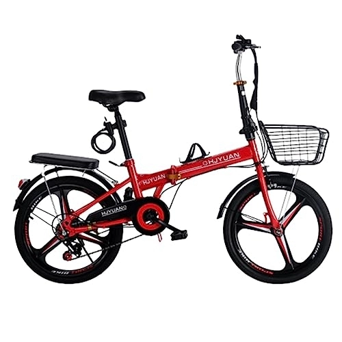 Folding Bike : WOLWES Folding Bike Bicycles Folding Bike for Adult 6 Speed Shifter, Carbon Steel Folding City Bike Height Adjustable Folding Bike for Men Women C, 20in