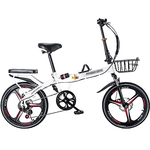 Folding Bike : WOLWES Folding Bike Foldable Bicycle with 6 Speed Gears Dual Disc-Brake High Carbon Steel Easy Folding City Bicycle, Portable Folding Bike for Adults Teenager A, 16in