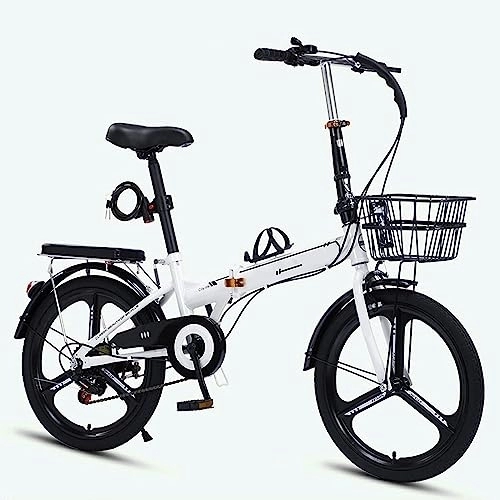 Folding Bike : WOLWES Folding Bike for Adults, Carbon Steel Mountain Folding Bike 7-Speed Drivetrain, Height Adjustable Folding Bike for Adults / Men / Women B, 16in