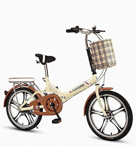 Folding Bike : WOLWES Folding Bike, Lightweight Foldable Bike Foldable Bicycle for Commuting, High Carbon Steel Mountain Bicycle for Adults Men Women C, 20in