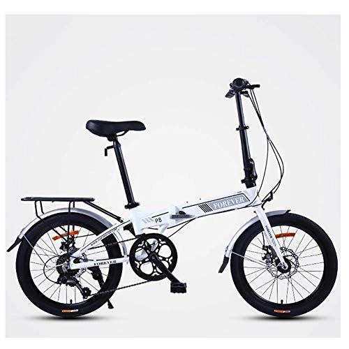 Folding Bike : Women Folding Bike, 20 Inch 7 Speed Adults Foldable Bicycle Commuter, Light Weight Folding Bikes, High-carbon Steel Frame, Pink Three Spokes FDWFN (Color : White)