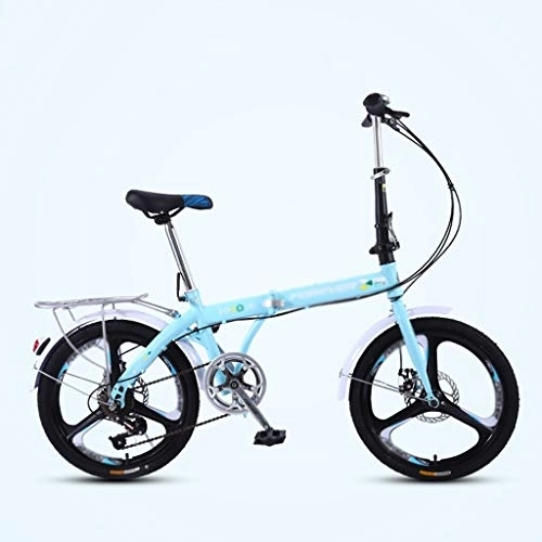 Folding Bike : Women's bicycle Foldable Bicycle Ultra Light Portable Variable Speed Small Wheel Bicycle -20 Inch Wheels Folding Men's Bike (Color : Blue)